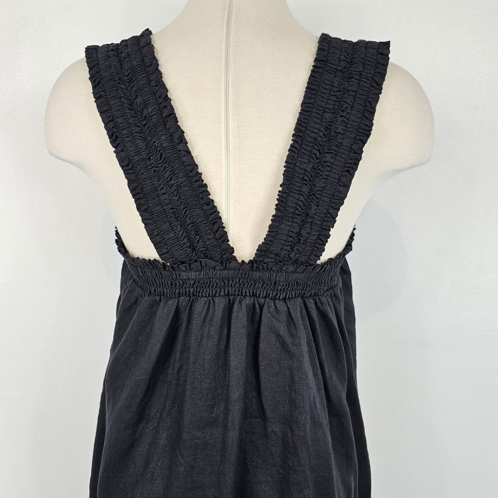 Everlane The Smocked Linen Shift Dress Womens Size Medium Black Sleeveless Flowy - Picture 7 of 16